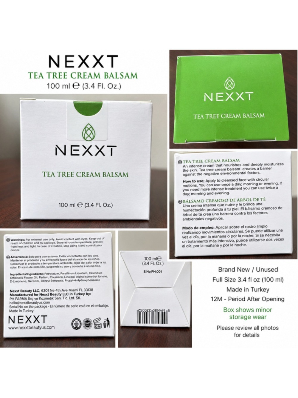 NEXXT Tea Tree Cream Balsam Face Moisturizer 3.4 oz New